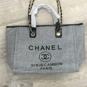 CHANEL Black and Gray Tote